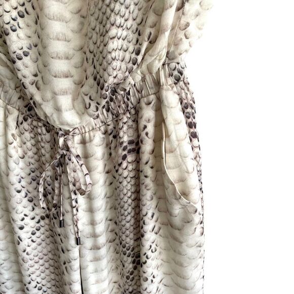 HAUTE HIPPIE Silk Snake Print Sleeveless Tube Pants Jumpsuit Brown Cream XS - Picture 9 of 11